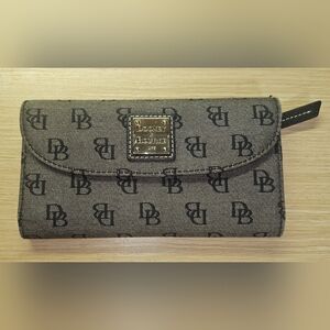 Dooney & Bourke Black and Tan Monogram Clutch